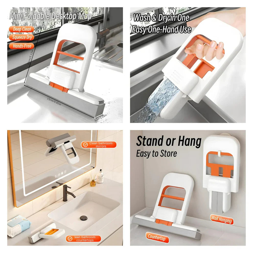 Foldable Mini Mop Portable Desktop Wet & Dry Cleaning Mop