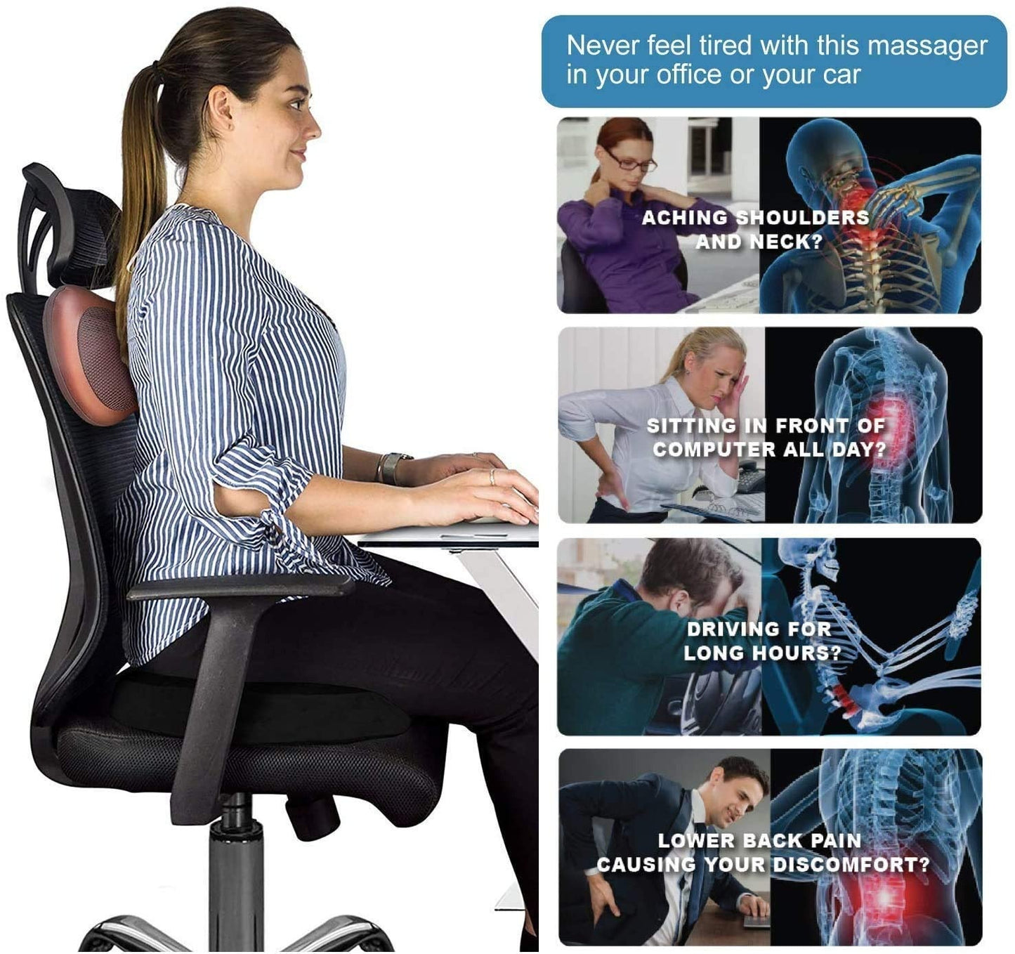 Car and Home Massage Pillow Electric Massager for Neck